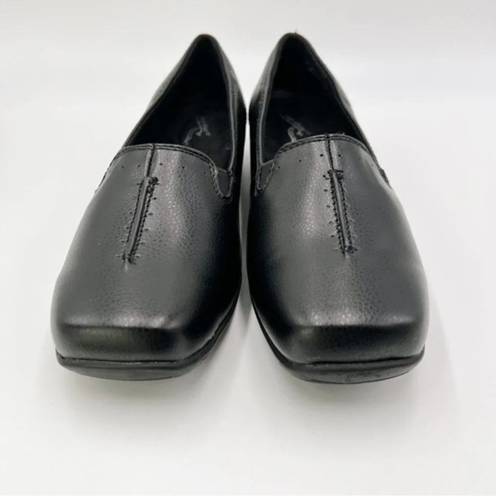8WW 8 XW EXTRA WIDE Easy‎ Street Purpose Black Faux Vegan Leather Loafers Shoes